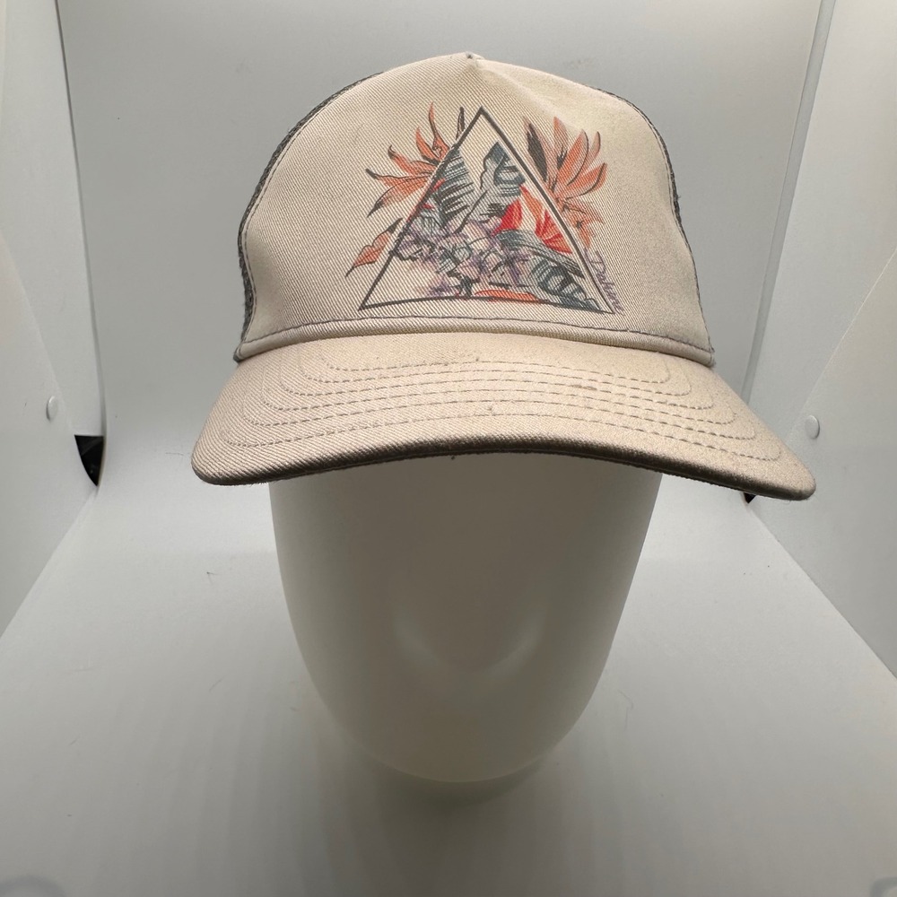 Dakine Trucker Hat Beige‎ Gray Floral Triangle Graphic Unisex Adjustable Cap